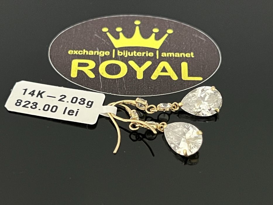 Bijuteria Royal CB : Cercei cristale aur alb 14k  2,03 grame