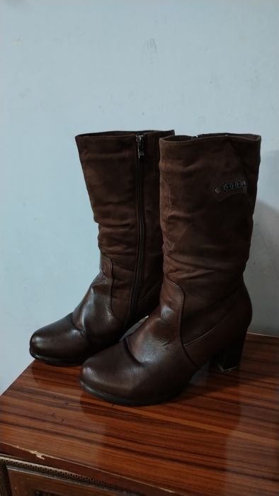 Сапоги женские кожа замш. Россия