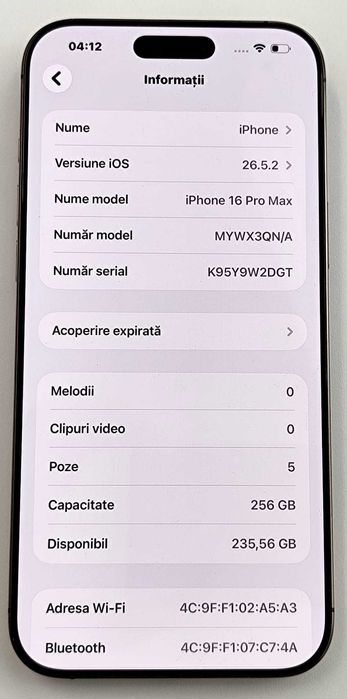 (AG35) Telefon Apple iPhone 16Pro Max  B36171 - Garantie 2ani !