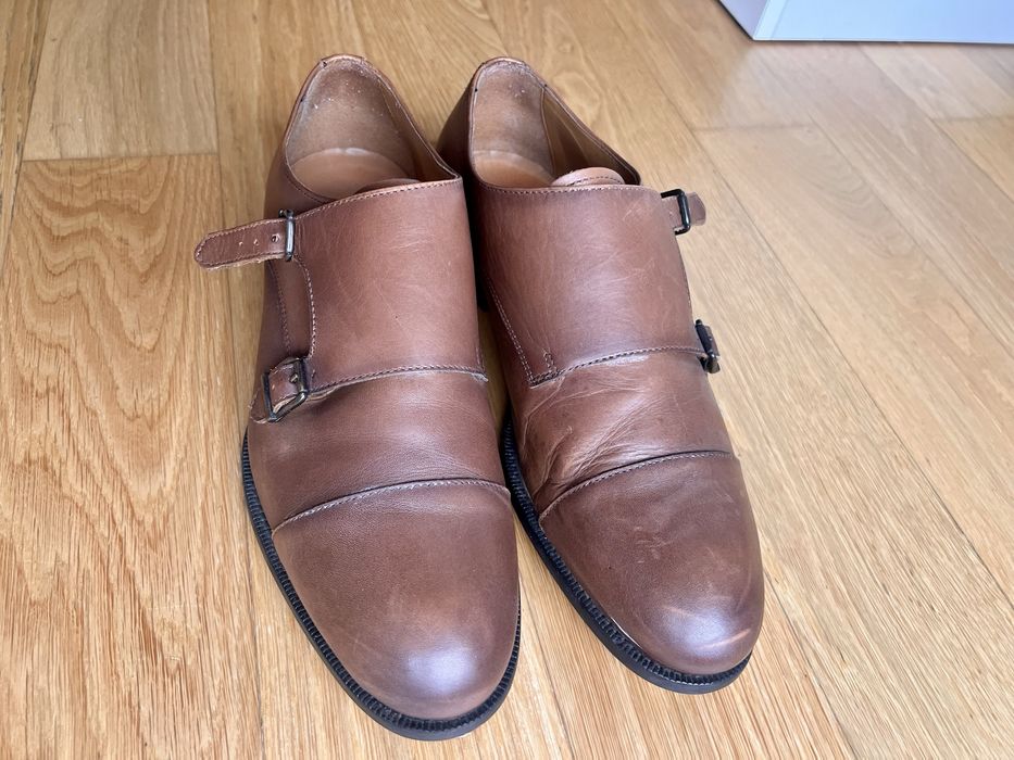 Pantofi Zara Man piele Double Monk Strap mărimea 41 (purtați o dată)