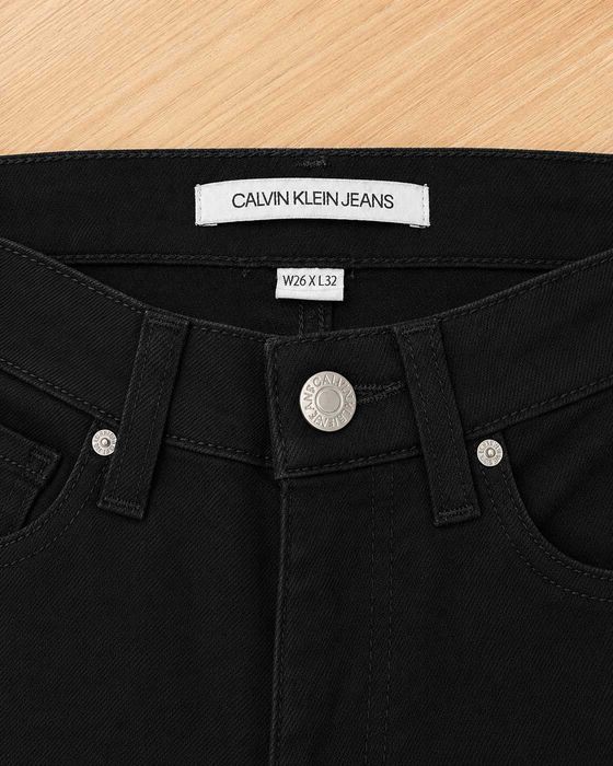 Blugi Calvin Klein Jeans negri, croială slim-straight, bumbac stretch – Mărimea XS