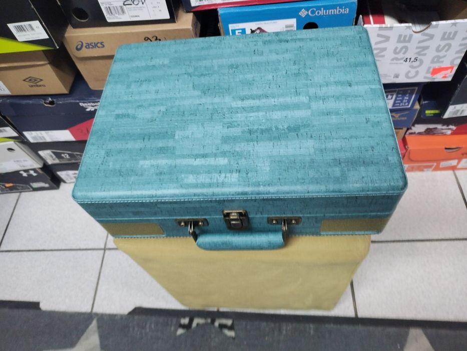 3-скоростен Bluetooth  винилов плейър, син с вградени високоговорители