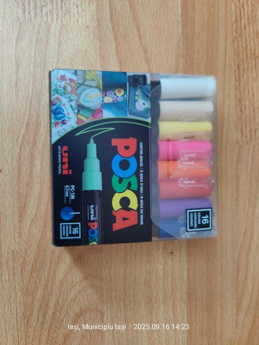 Set Markere UNI PC-1M POSCA 0.7 mm, set 16 culori,(Super Ofertă).