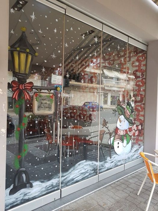 Новогодняя роспись стен | Рисунки на окнах | от 6000 тг/м2