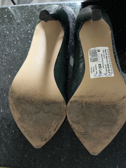 Pantofi stiletto verde inchis marime 38