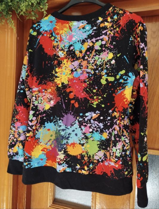 Bluza dama cu maneci lungi cu imprimeu colorat in stil pete de vopsea