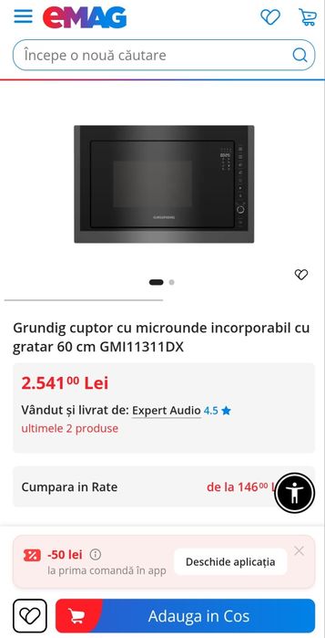 Cuptor microunde încorporabil GRUNDIG GMI 11311 DX, 25L, Grill, NOU