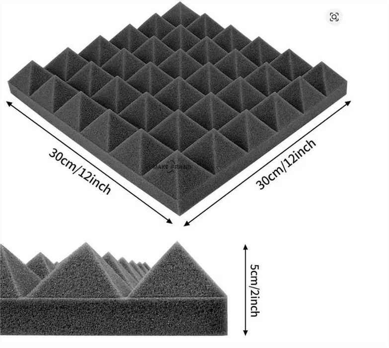 24 бр. пирамидални акустични панели 30×30×5 см Акустична пяна