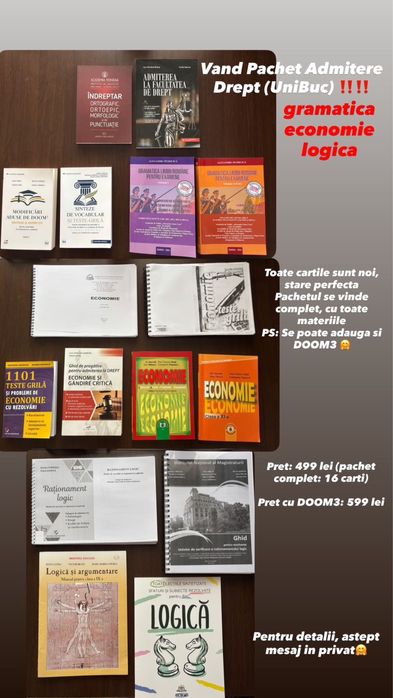 Admitere Drept UniBuc (Pachet gramatica, economie, logica)
