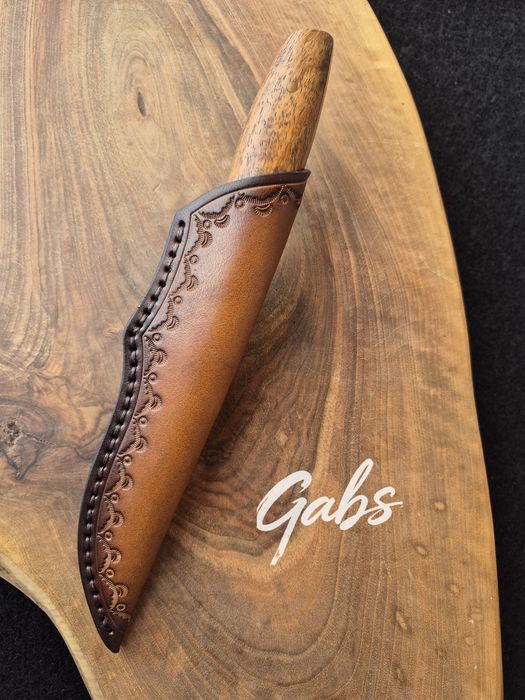 Ловен нож дамаска стомана LN439,фултанг с кожена кания