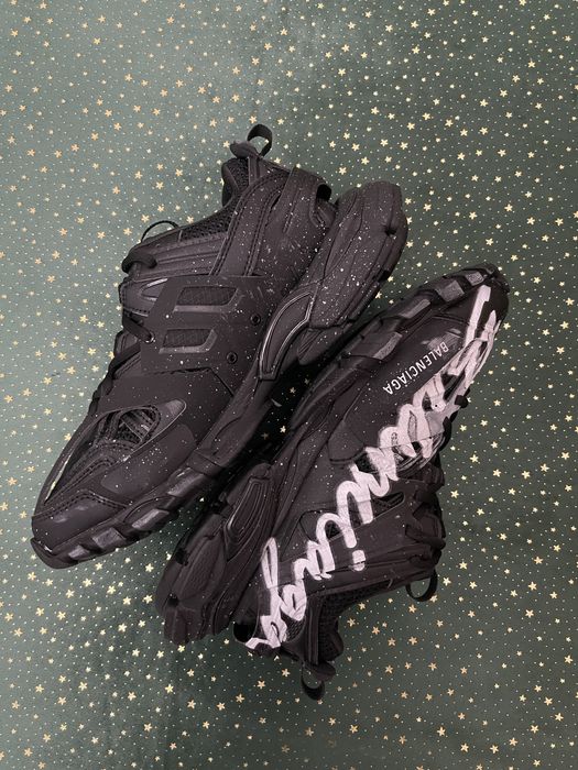 Balenciaga Track Signature Black Distressed Finish