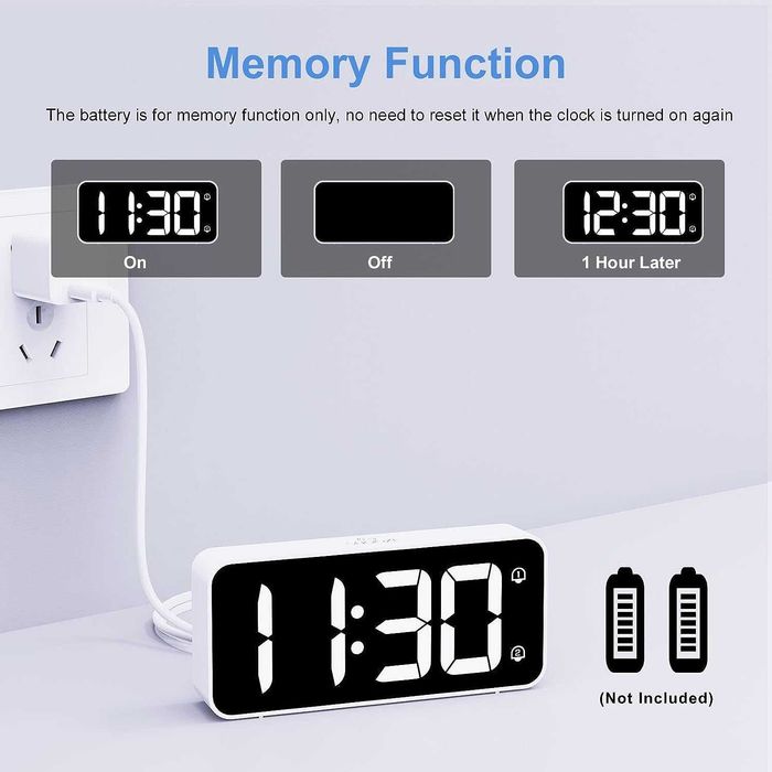 LED Цифров будилник с адаптер,регулируема сила на звука, голям екран