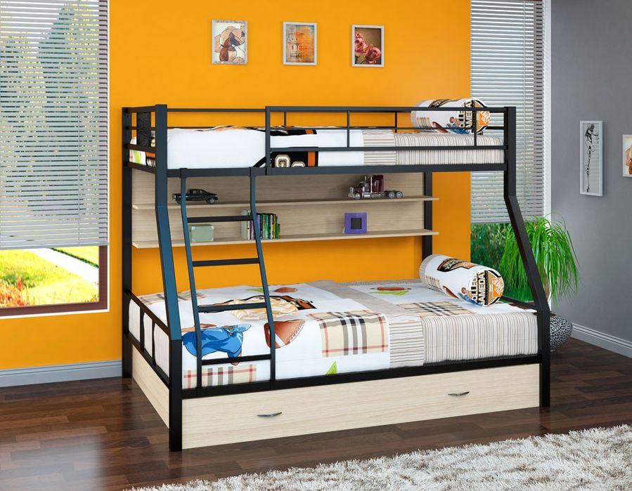 Двухъярусная кровать, Металлическая Евро стиле, Лофт Темир Кровать,