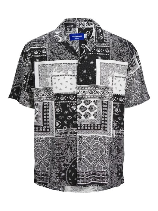 Jack & Jones мъжка риза с къс ръкав – Модерен черно-бял принт