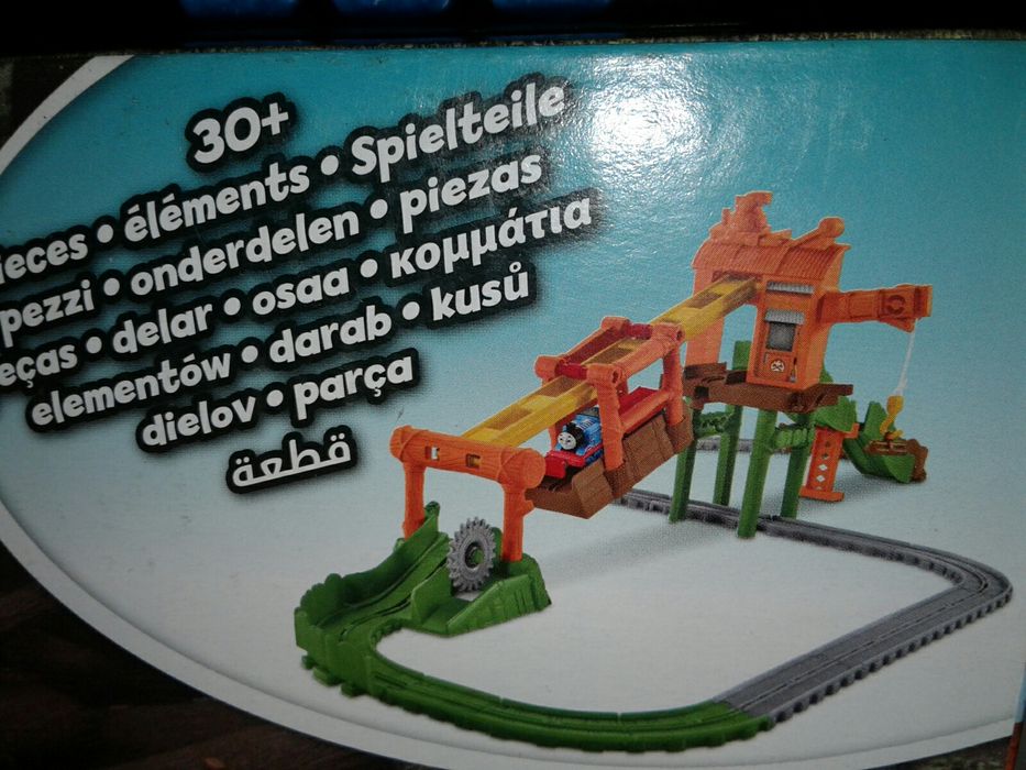 Set trenulet Thomas cu tiroliana, 30 piese, Fisher Price, nou, sigilat