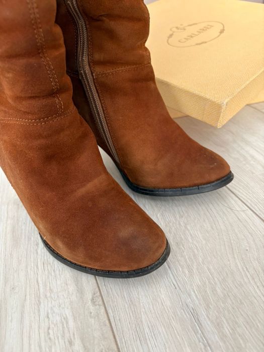 Рыжие натуральные сапоги