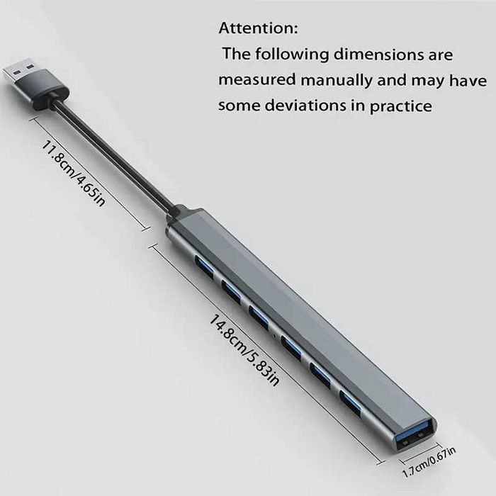 USB 3.0 Хъб с 7 Порта - Ултра-Тънък Алуминиев