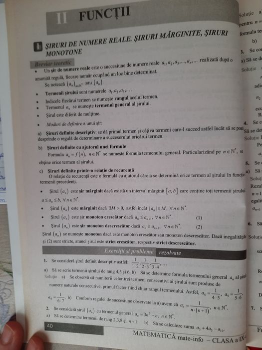 Culegere de matematică clasa a IX a ,matematică informatică