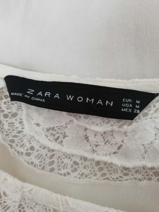Нежна дамска блуза ZARA WOMAN, екрю, с дантела, размер М
