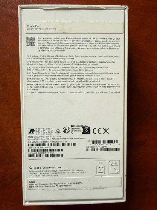 Iphone 16 e 128 GB като нов на 15 цикъла зареждане