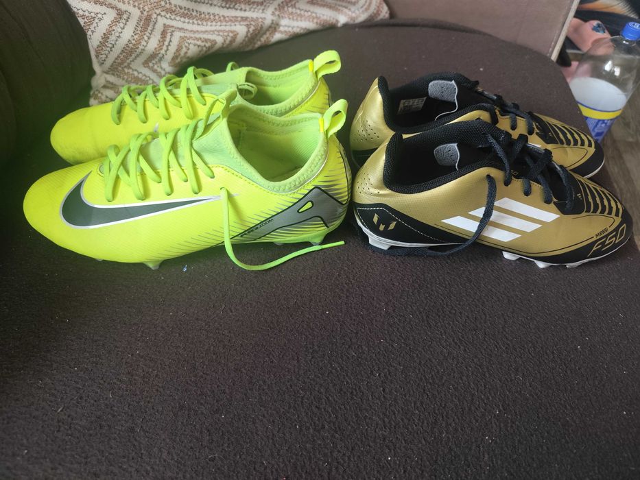 Футболни бутонки Nike Zoom 38.5 – обувани 3–4 пъти иAdidas F50 Messi 38 1/3 – обувани само 3–4 пъти