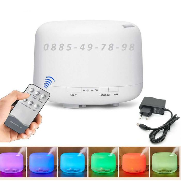 ГОЛЯМА LED ЛАМПА 7 цвята и ДИСТАНЦИОННО, Арома дифузер, овлажнител