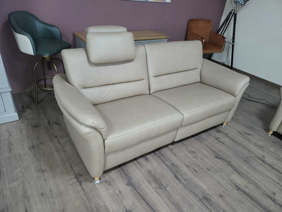 Комплект кожени дивани тройка и двойка цвят камел с ел. релакс