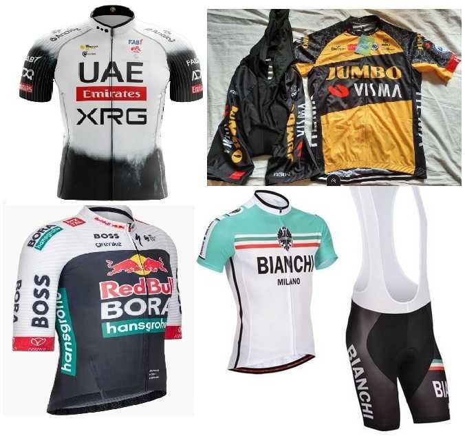 Echipament ciclism UAE Bianchi Bora Jumbo Visma set pantaloni tricou