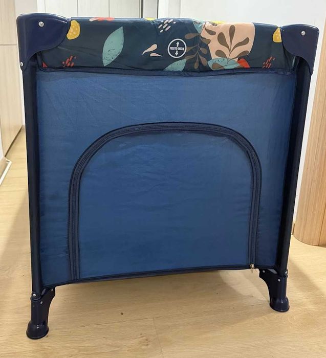 Vand Patut pliant cu fermoar 2 roti 120x60 cm albastru stare perfecta