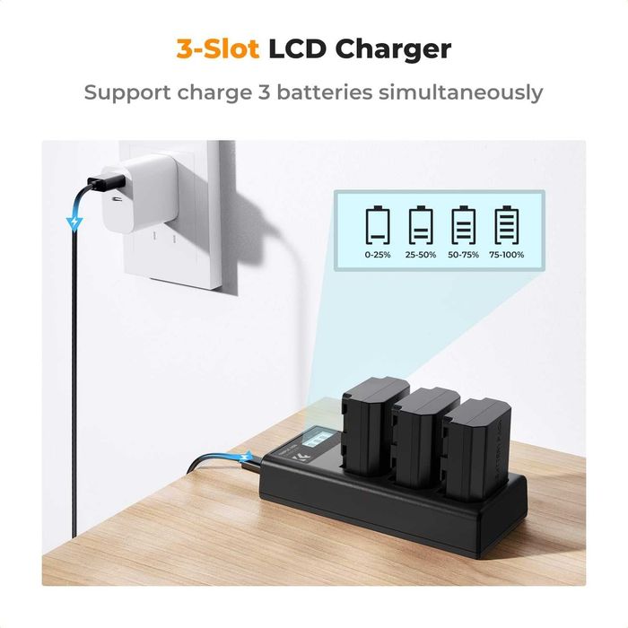 Комплект 3 батерии NP-FZ100 и тройно зарядно K&F Concept за Sony (Нов)