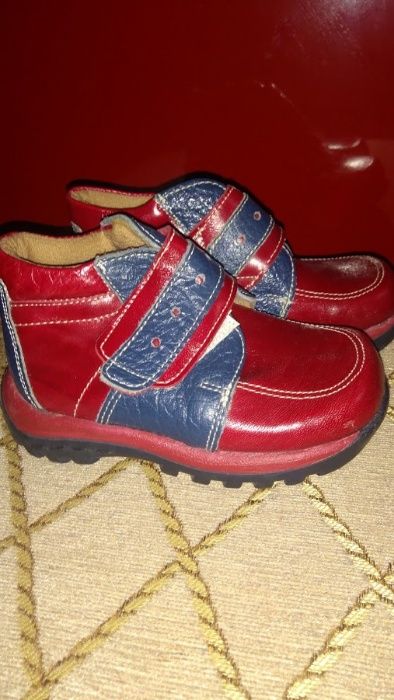 Ghete nr. 22, rosu - navy blue, piele naturala - NOI