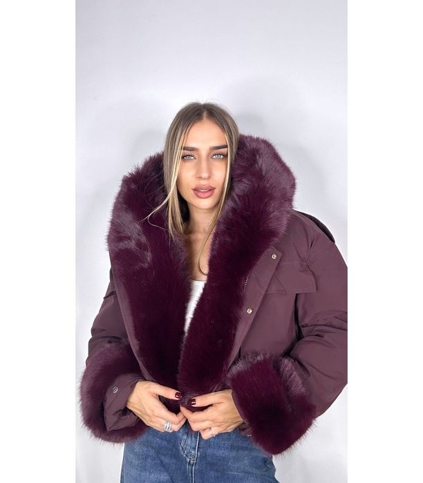 Уникално яке с пух яка и ръкави