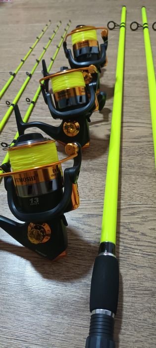 3 Lansete Feeder 3.0m ROBINHAN Bolentino + 3 Mulinete YUMOSHI EK6000