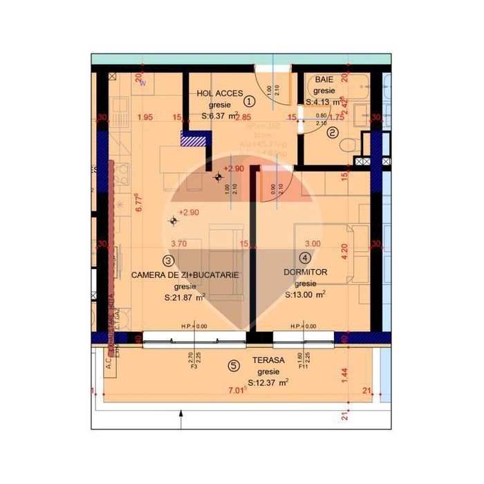 Apartament cu 2 camere de vânzare în zona Centura