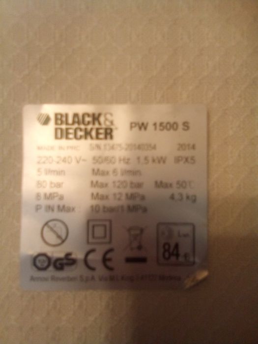 Motor electric aparat de spălat cu presiune Black&Decker PW 1500 S