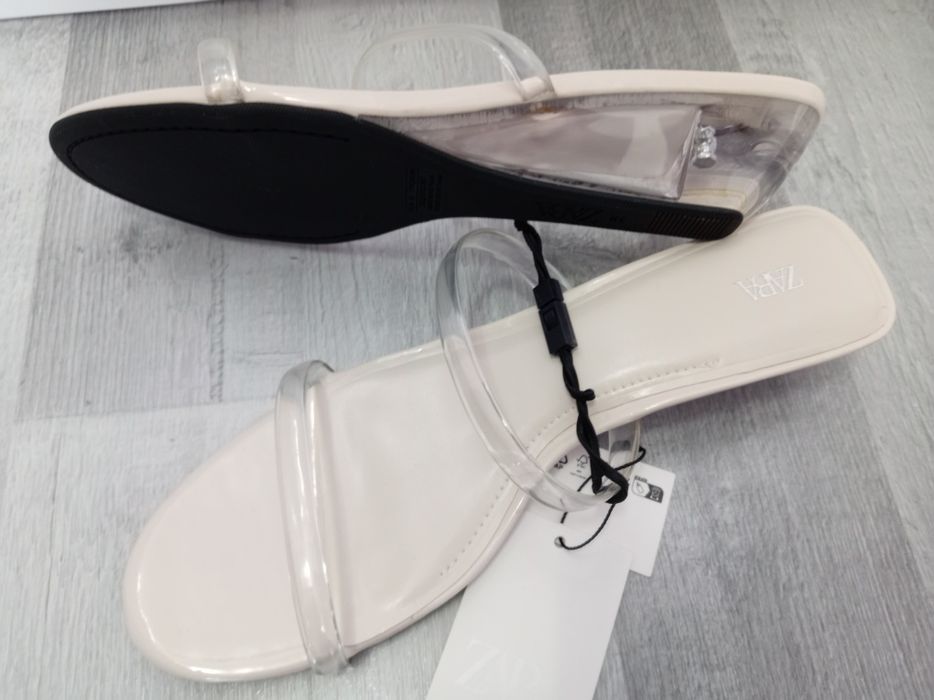 Papuci cu barete și toc transparent, mărime 38,marca Zara