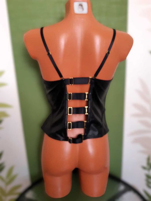 Bustieră din imitație de piele cu dantelă, 85B,Private Collection