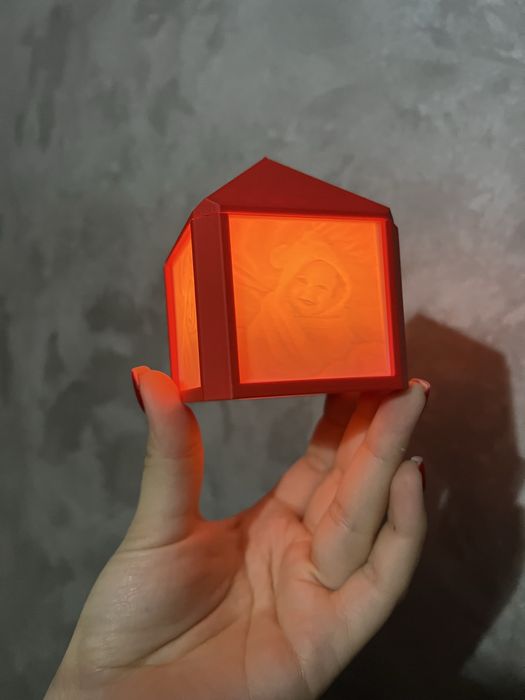 Mărturii Nuntă/Botez Personalizate -Căsuță 3D cu Litofan