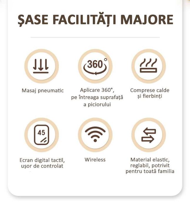 Aparat masaj picior, cu incalzire si compresie, relaxeaza muschii