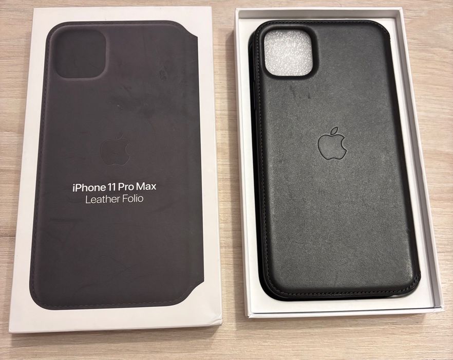 Оригинален Apple Folio кожен флип калъф за iPhone 11 Pro Max - черен