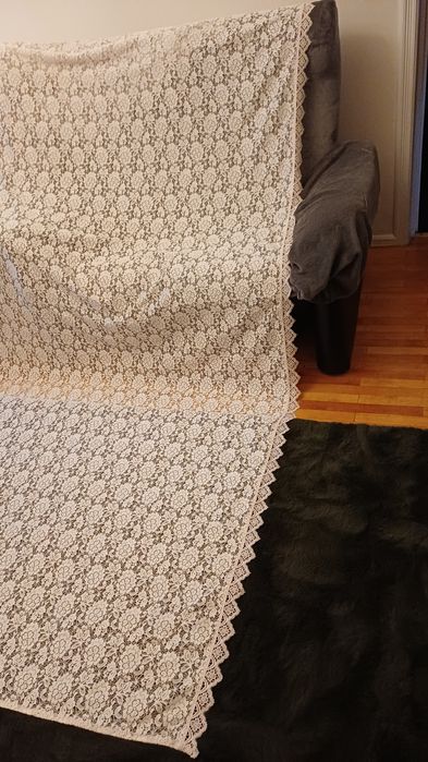 Perdea dantela, alba, cu rejansa dubla inclusa, 465x248 cm