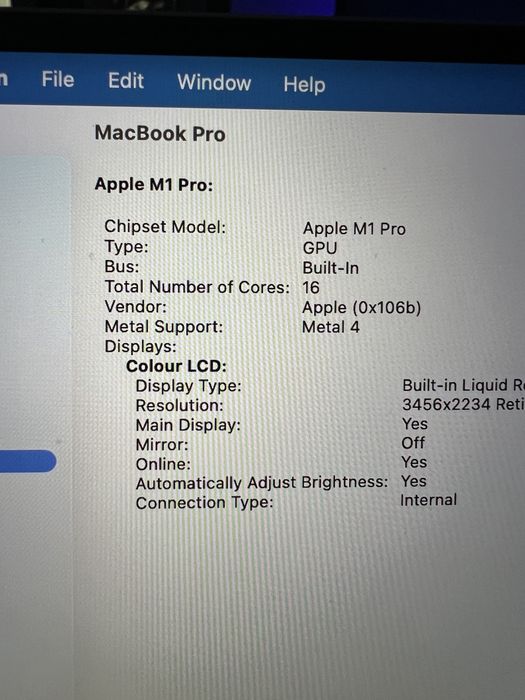 Macbook 16 M1 pro 2021