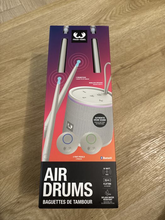 Set Tobe Virtuale Fresh 'n Rebel Air Drums cu Boxă Bluetooth, 2 Bățuri și 2 Pedale