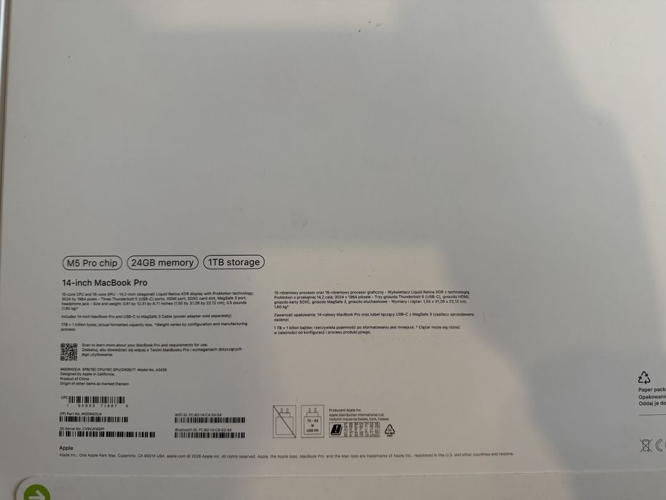 MacBook pro 14 M5 pro chip