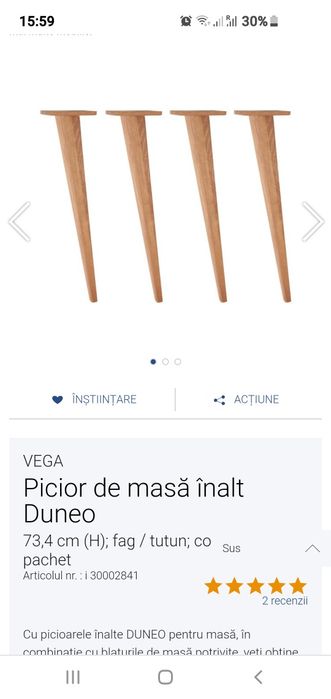 Set 4 Picioare lemn masiv stejar