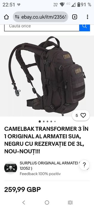 Rucsac Hiking  Genuine US ARMY CAMELBAK Transformer 3in1