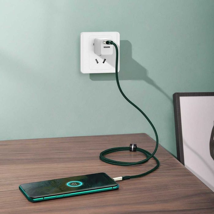 Cablu Baseus Cafule, USB/USB Type-C, VOOC, Quick Charge 5A, 2m, Verde