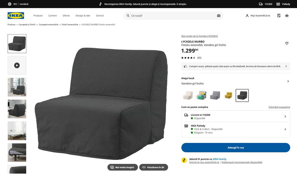 Fotoliu extensibil IKEA