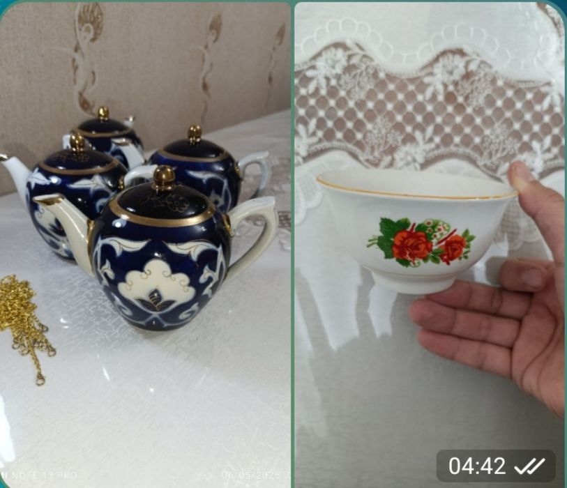 Тарелка, коса, пиёла, ПАХТА ГУЛЛИ чойнак пиёла. Kosa tarelka piyola