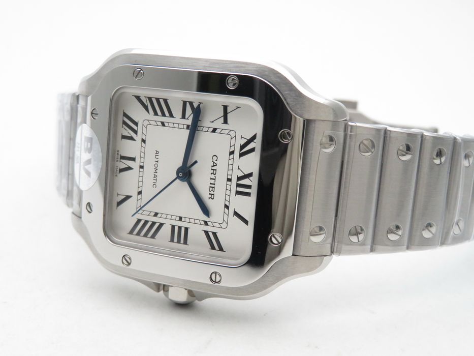 Cartier Santos de Cartier 35mm дамски - бял циферблат, стоманена гривна, QC снимки